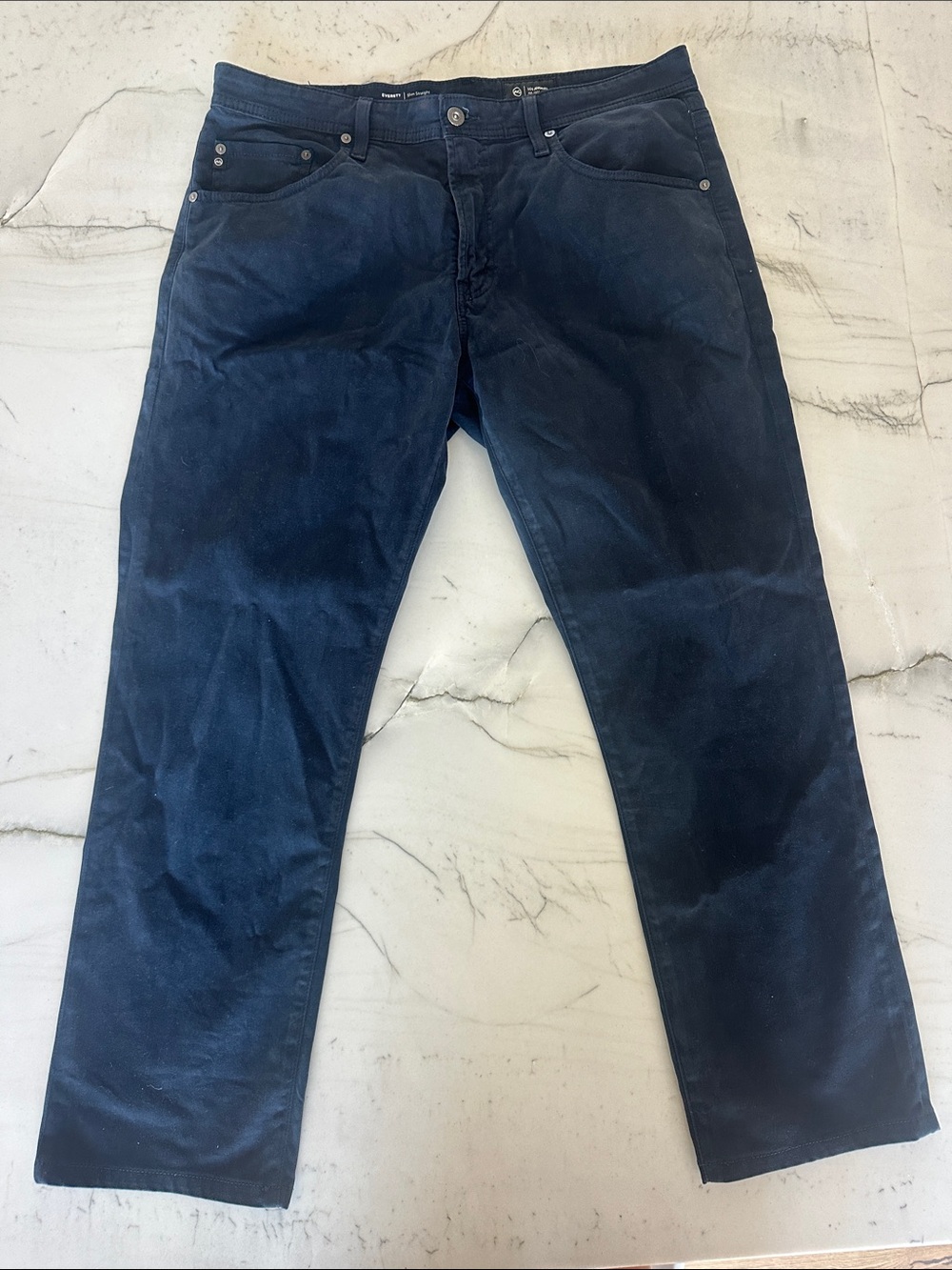 Ag Adriano Goldschmied Navy Blue Straight-Leg Chinos